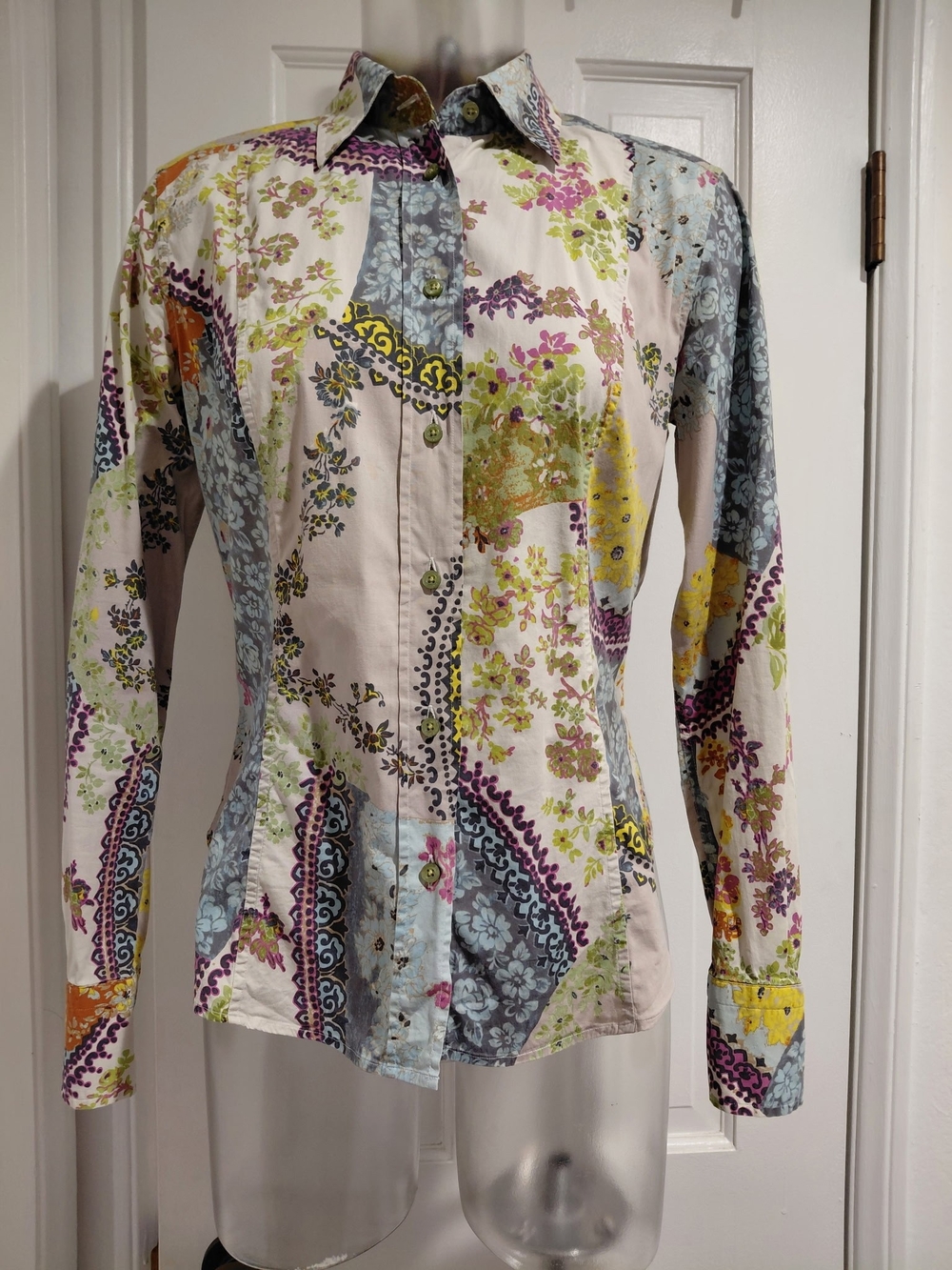 Etro Multi-Color Floral Patchwork Button-Down Shirt